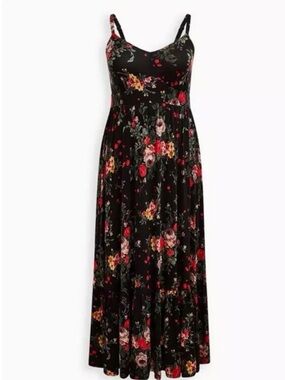 NWT Torrid Super Soft Black Floral Maxi Dress